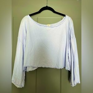 Free People baby blue bell sleeve top! Size Small